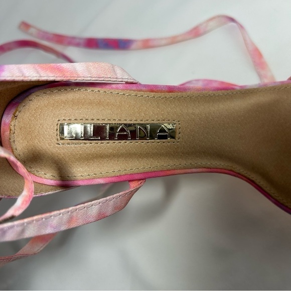 Liliana Cotton Candy High heels Size 7 Rainbow color Lace Up, Tie up, strappy, - Picture 6 of 10